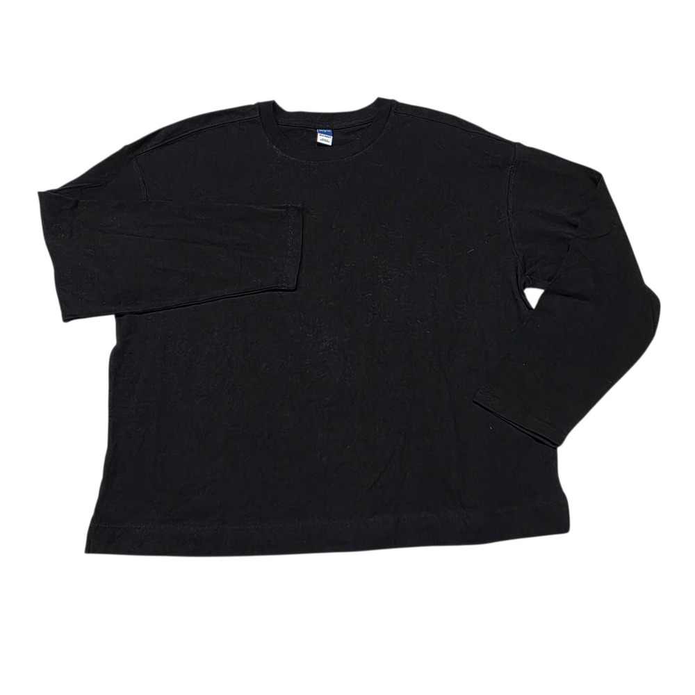 Old Navy Vintage Tee Long Sleeve Shirt Womens L Black Cotton Side Vent NWT